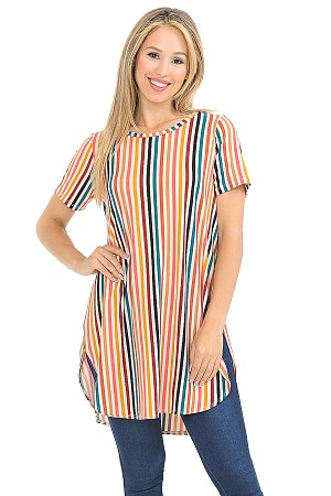VERTICAL STRIPE SHORT SLEEVE T ...